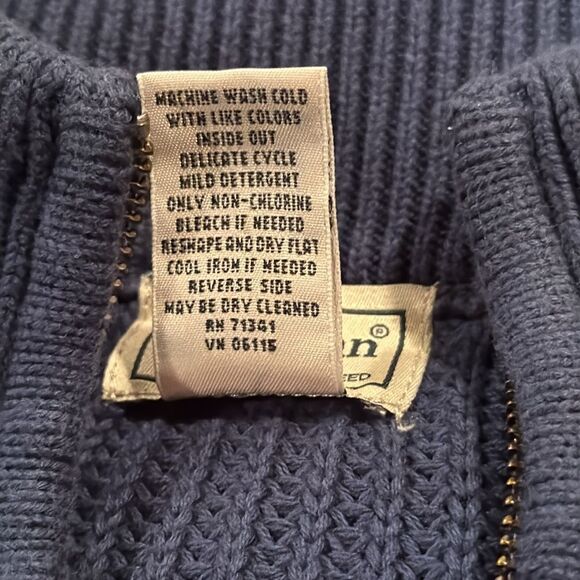 L L Bean Cotton Waffle Sweater Full Zip Size Large Men’s Winter Sweater - Picture 4 of 8